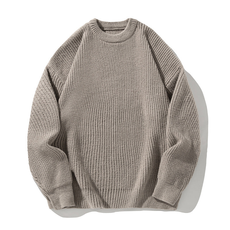 Textured Solid-color Knit Sweaterouterwear