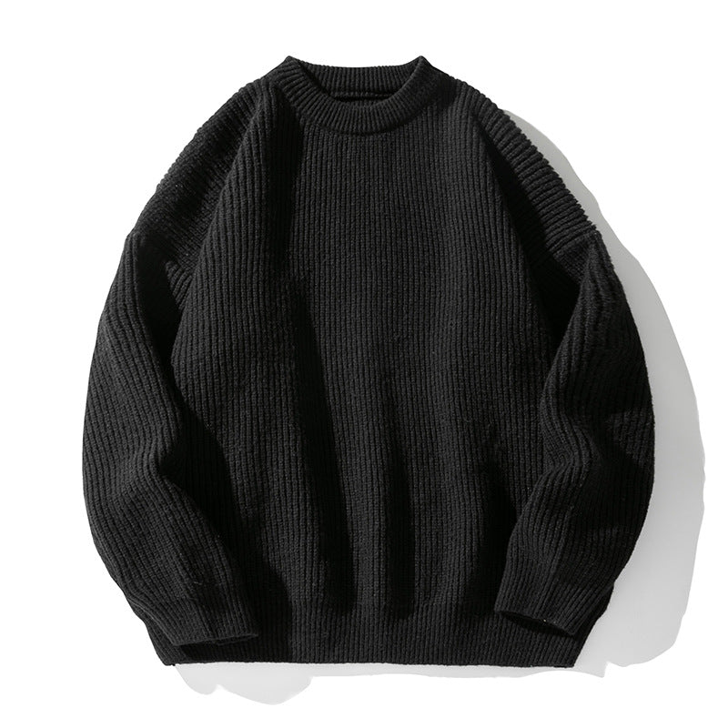 Textured Solid-color Knit Sweaterouterwear