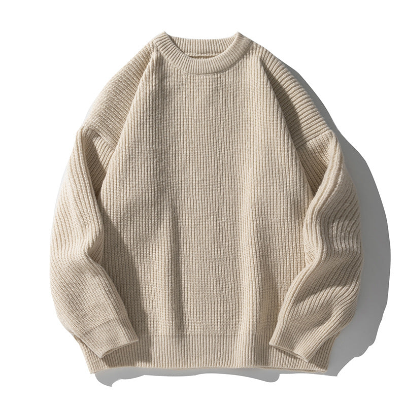 Textured Solid-color Knit Sweaterouterwear