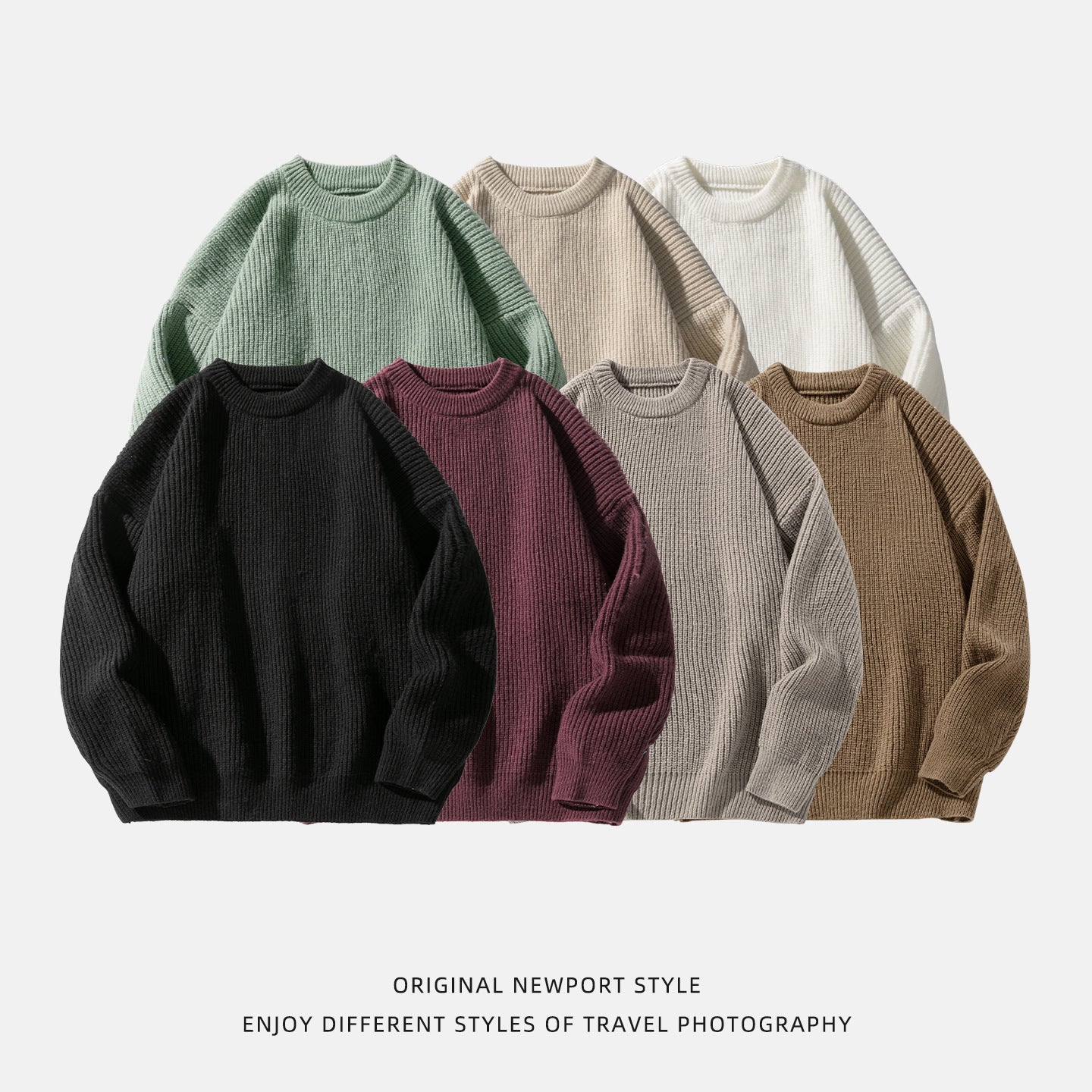 Textured Solid-color Knit Sweaterouterwear