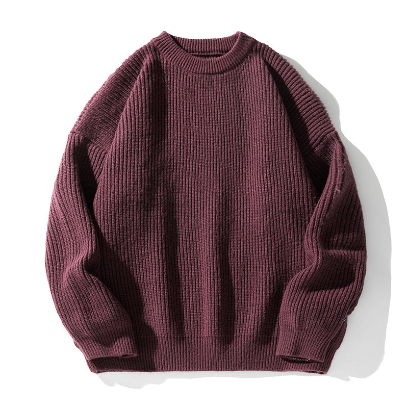 Textured Solid-color Knit Sweaterouterwear