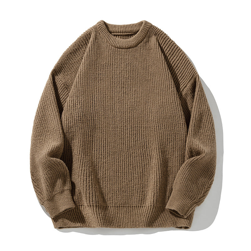 Textured Solid-color Knit Sweaterouterwear