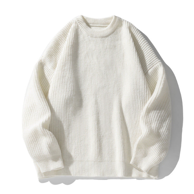 Textured Solid-color Knit Sweaterouterwear